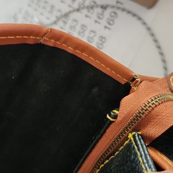 DOONEY & BOURKE Vintage Leather Black/English Tan XL Saddle Handbag - EUC - Picture 12 of 16